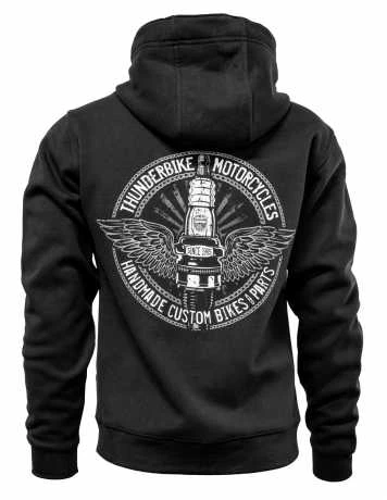 Thunderbike Zip Hoodie Flying Spark Plug Schwarz/grau 4 Thunderbike Zip Hoodie Flying Spark Plug Schwarz/grau – Bild 2