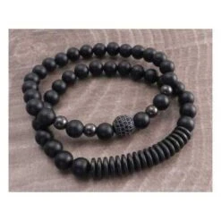 Amigaz Armband Agate & Gunmetal Plated Hemalite Strech