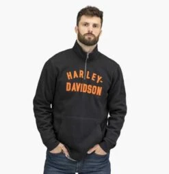 Harley-Davidson Racer Font 1/4-Zip Pullover Schwarz -Harley Davidson 96001 22vm 31