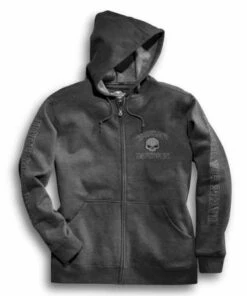Harley-Davidson Skull Zip Hoodie, Grau -Harley Davidson 99107 18vm 3