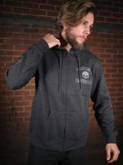 Harley-Davidson Skull Zip Hoodie, Grau -Harley Davidson 99107 18vm 4