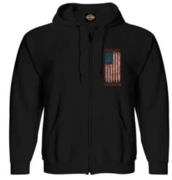 Harley-Davidson Zip Hoodie United Distess Schwarz