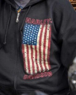 Harley-Davidson Zip Hoodie United Distess Schwarz -Harley Davidson r004594v 41
